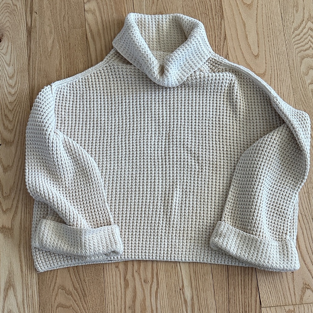 Free People Cream Cowl Neck Sweater